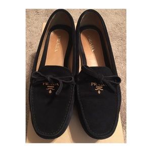 prada suede loafers womens